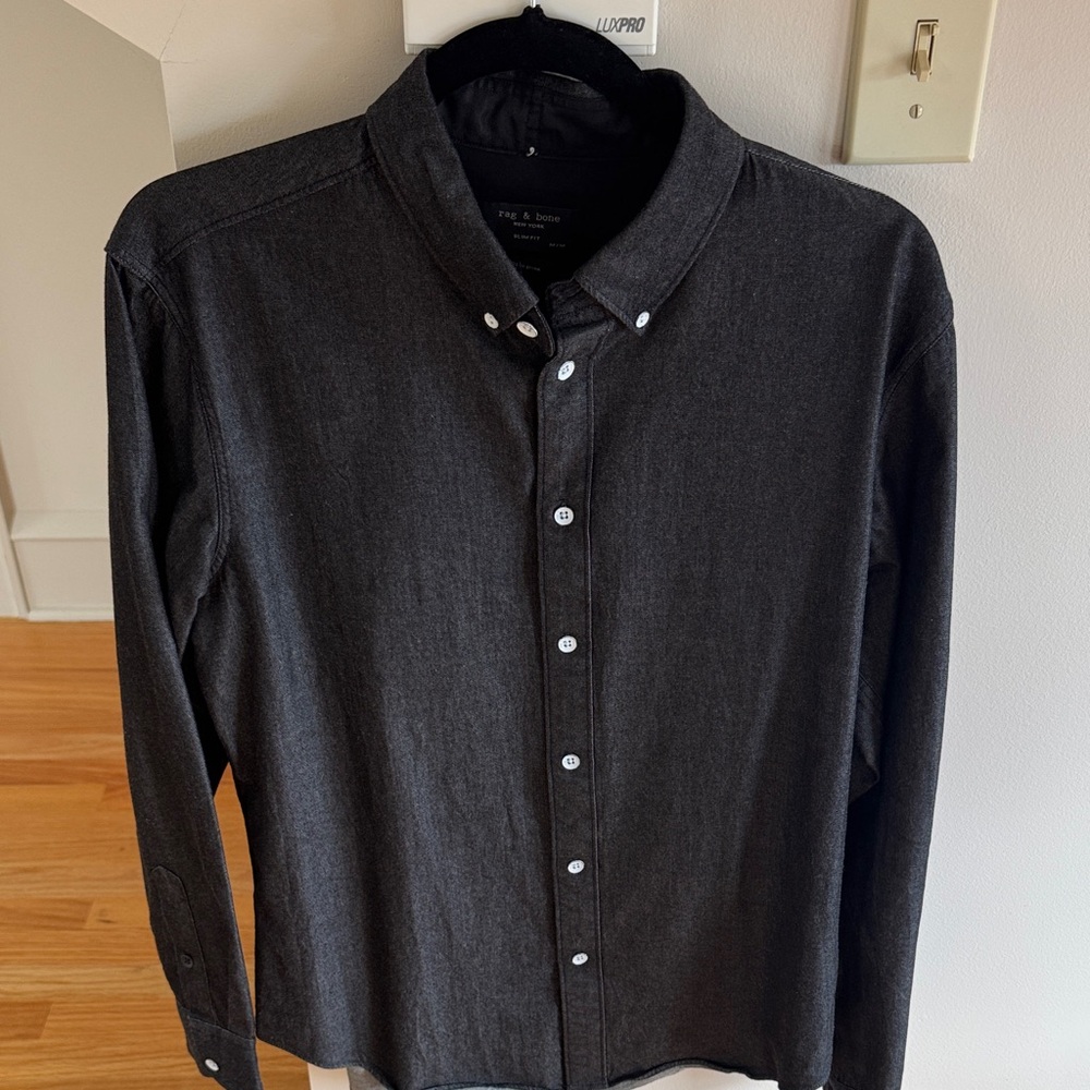 rag & bone Men’s Charcoal Button-Down Shirt